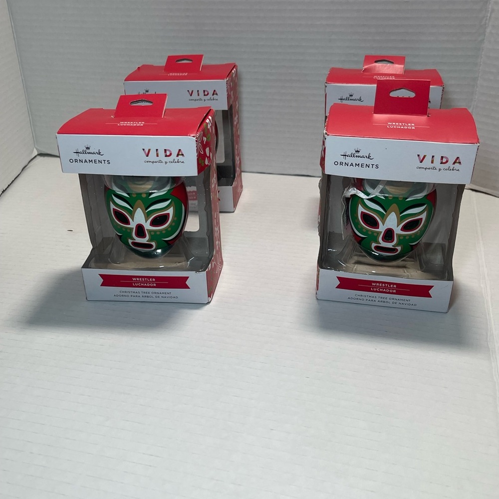 Hallmark Mexican Wrestler Vida Luchador Christmas Ornament Lot Of 4 New